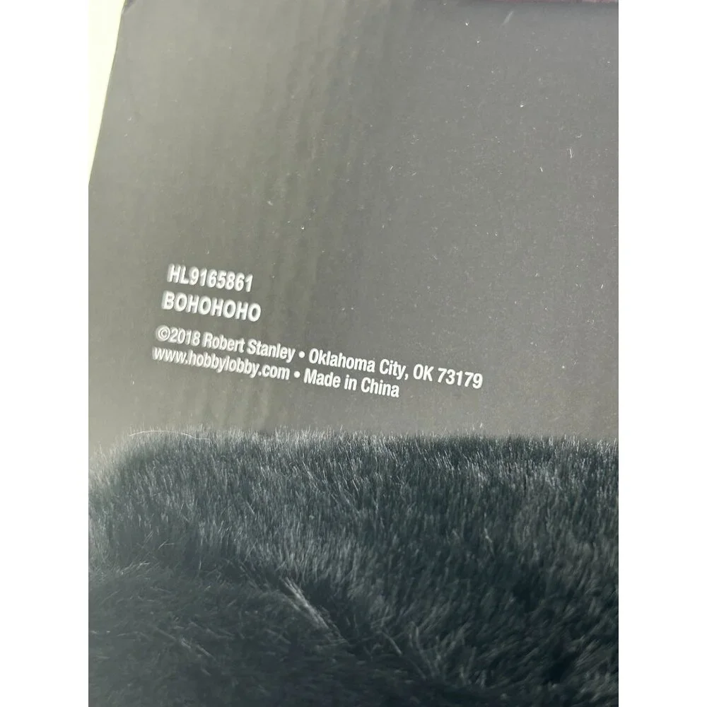 Robert Stanley Black Faux Fur Table Runner Home Holiday Collection 13x72 NEW